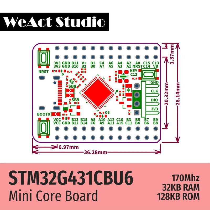 WeAct-Placa de demostración de núcleo STM32G431CBU6, STM32G431, STM32G4, STM32