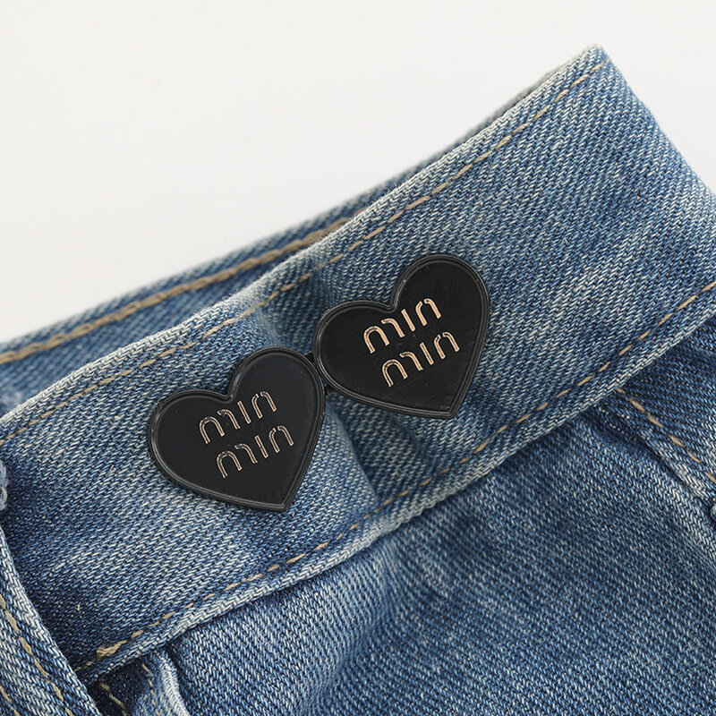 1PC Tighten Waist Buckle Hearts Adjustable Jean Button Metal Pins No Sewing Button Detachable Clothing Accessories