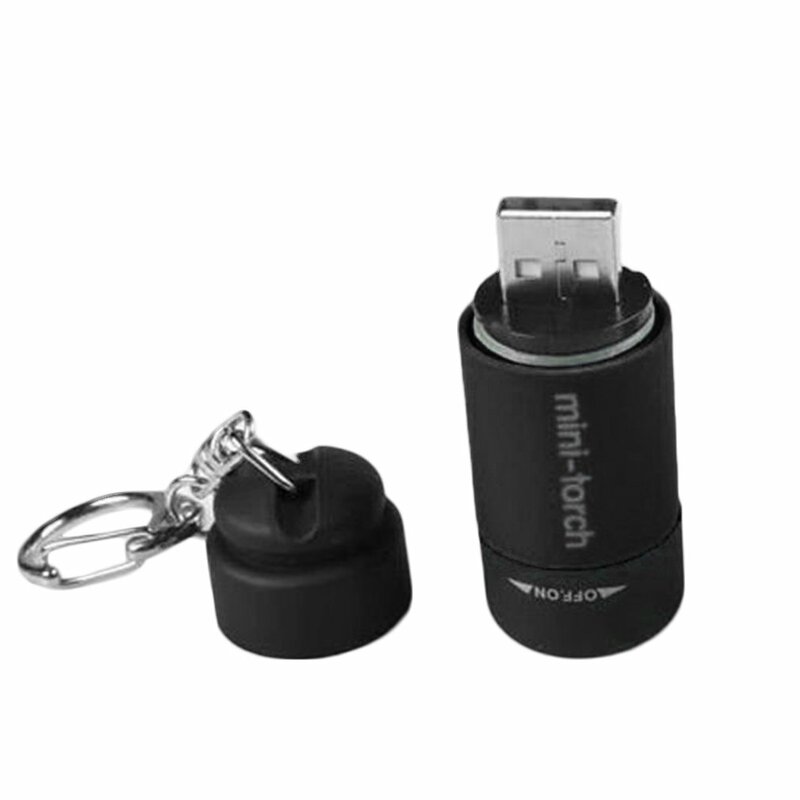 Portable Mini Keychain Torch USB Rechargeable Flashlight 0.5W 25lm Electric Torch Compact Outdoor Camping Flashlight