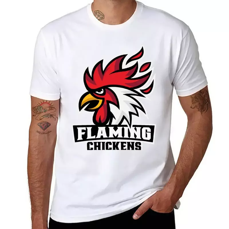Flammende Hühner voller Logo T-Shirt erhabene Hemden grafische T-Shirts Herren Vintage T-Shirts