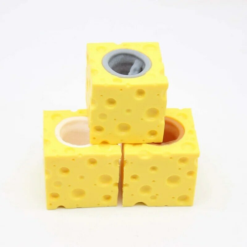 Pop-up lustige Maus und Käse Block Squeeze Anti-Stress-Spielzeug verstecken und suchen Figuren Stress abbau Zappeln Spielzeug für Kinder Erwachsene