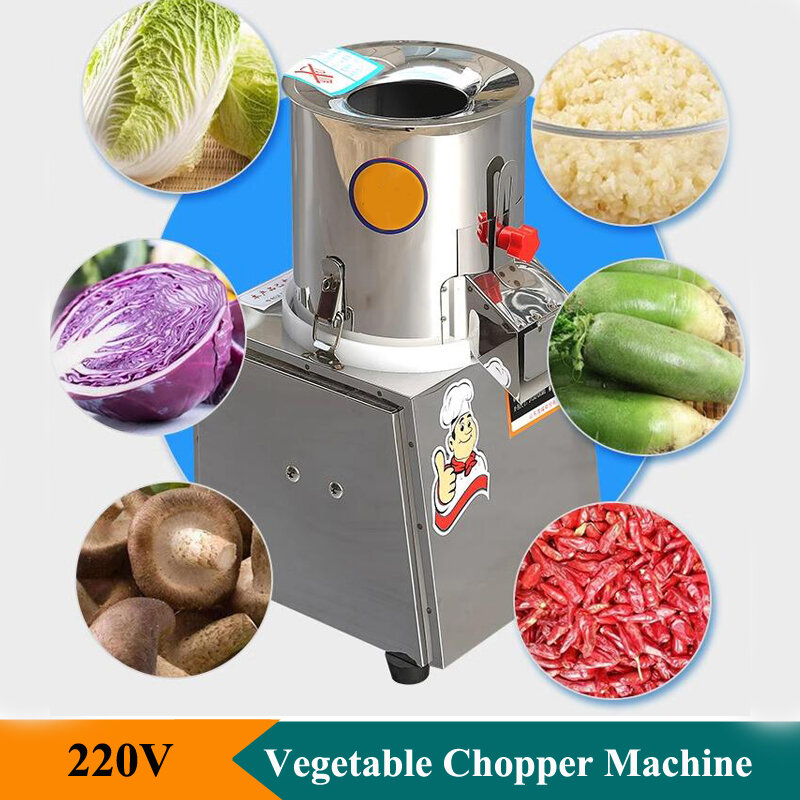 Mesin pencincang sayuran elektrik 220V, mesin pemotong daging sayuran Output besar dengan operasi mudah