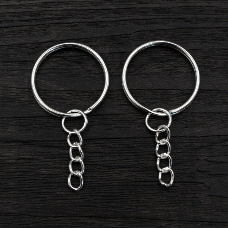 20 шт./лот кольцо для ключей цепочка для ключей (размер кольца 25 мм) модное золотое покрытие из родиевого серебра 50 мм Длинный круглый брелок для ключей