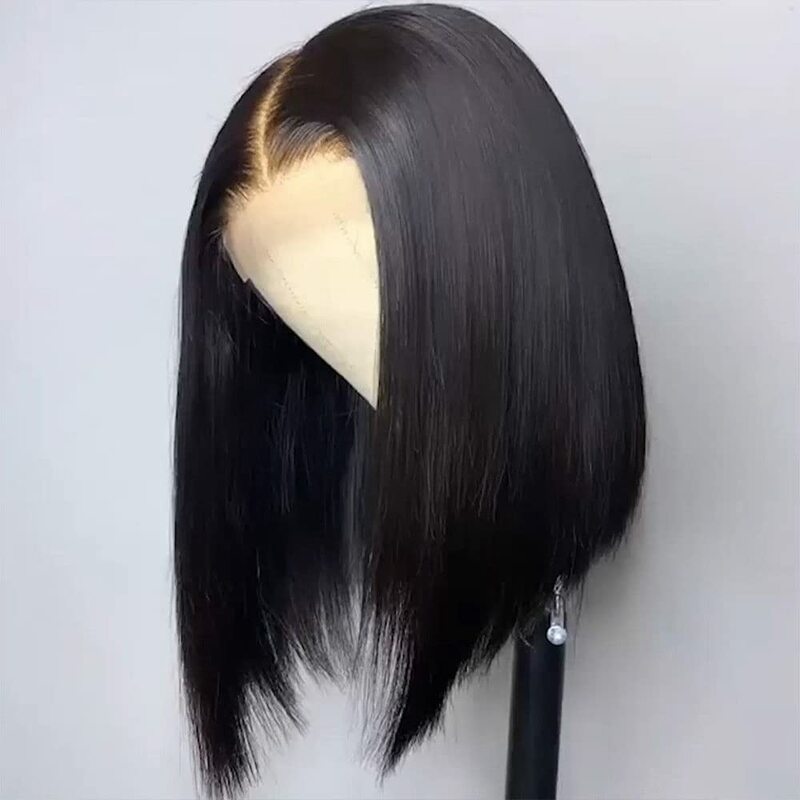 SSH прямые короткие парики из человеческих волос Боб для черных женщин, парики из бразильских волос на сетке, парики с Реми, волосы средней части для коричневых женщин
