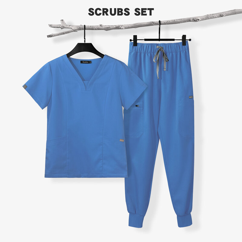 Uniformi mediche a maniche corte set di scrub per donna accessori per infermieri medici ospedalieri clinica odontoiatrica laboratorio abbigliamento da lavoro abiti