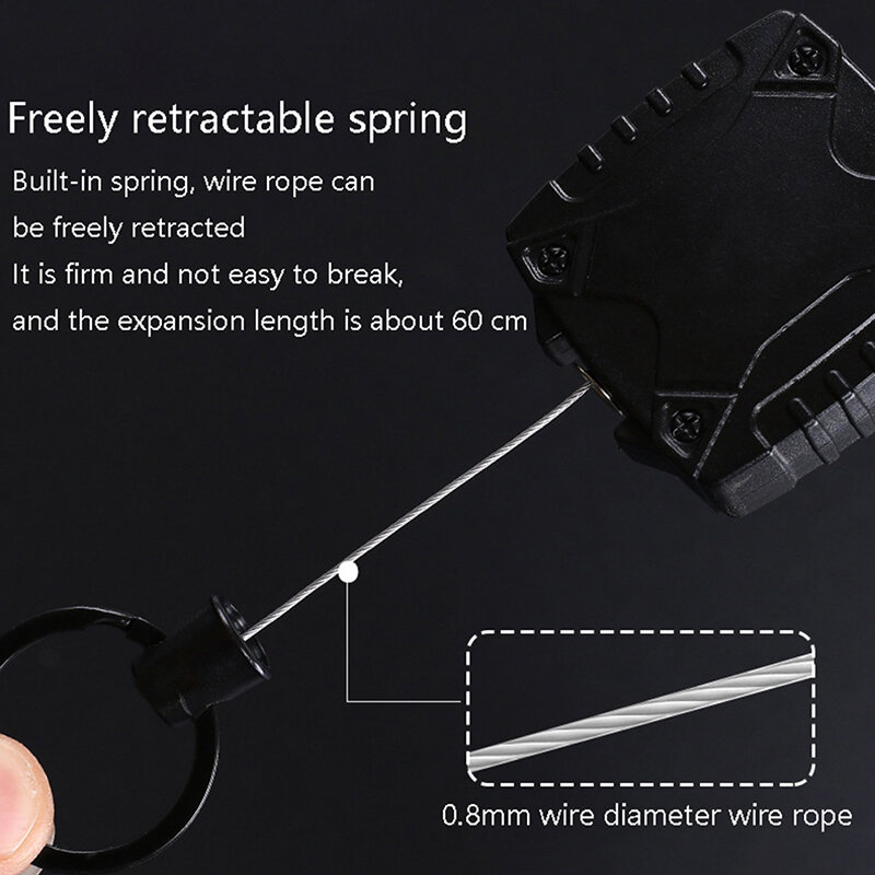 Outdoor Automatic Retractable Wire Rope Luya Tactical Keychain Clip Pull Recoil Sporty Key Ring Anti Lost ID Card Holder