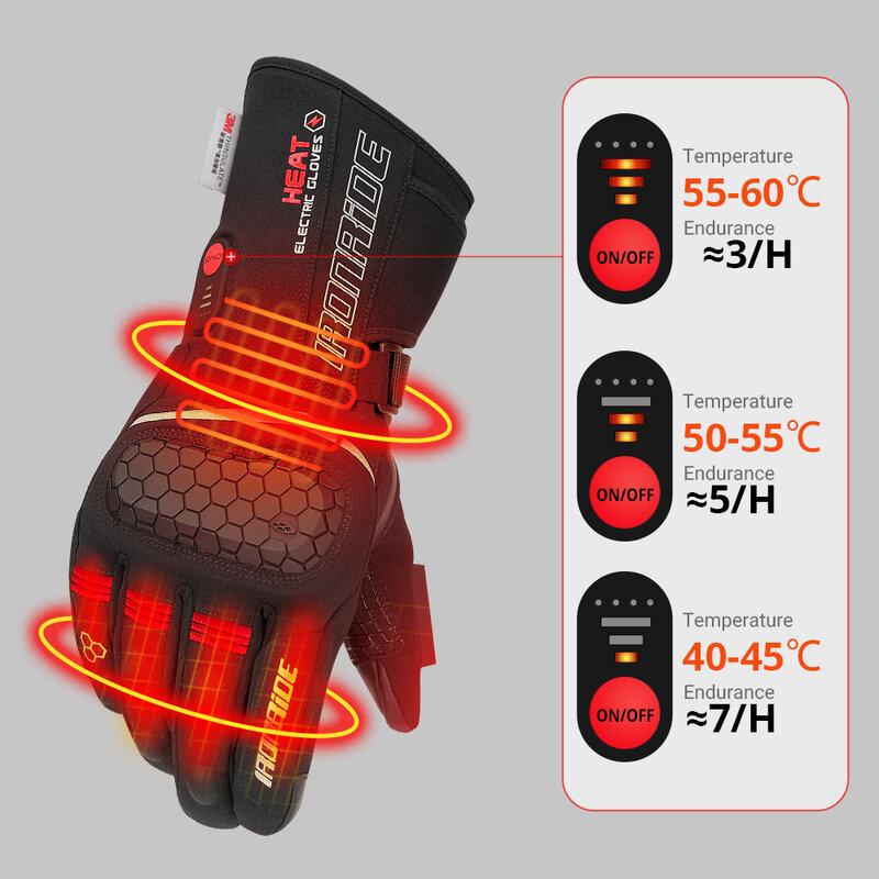 Heated Gloves Winter Warm Touch Screen Heating Charging Gloves Waterproof Skiing Motorbike Riding Gloves Winter Thermal