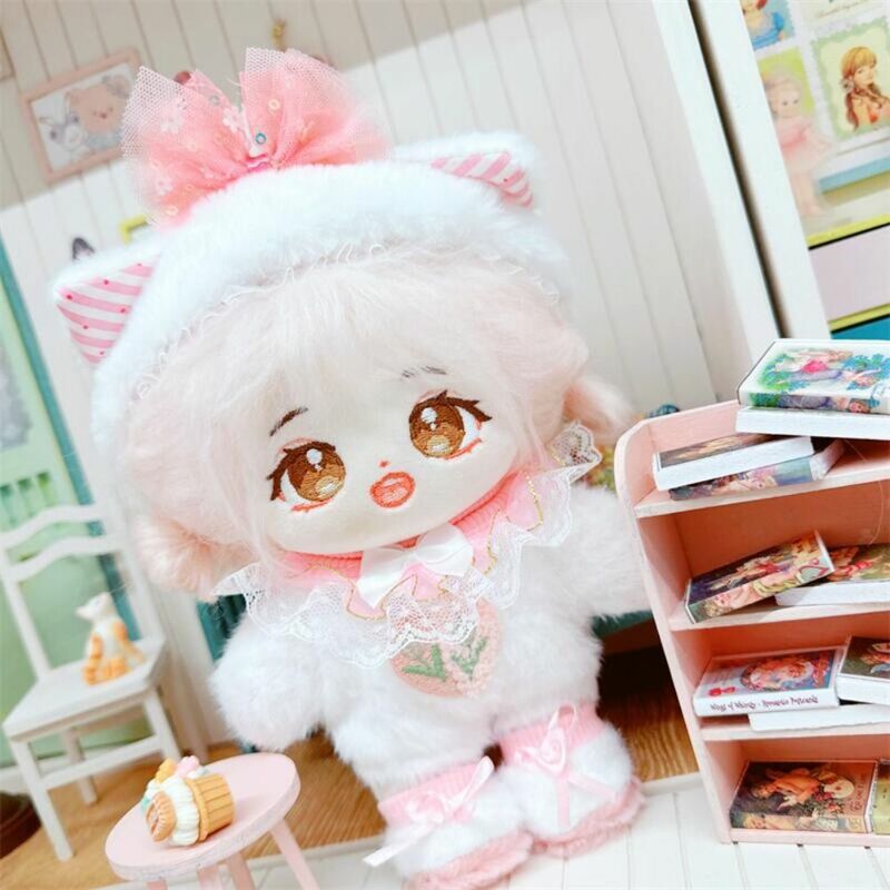 Bawełniany materiał lalka piżamy Mini z kapeluszem kot kombinezon odzież na co dzień strój lalki idola