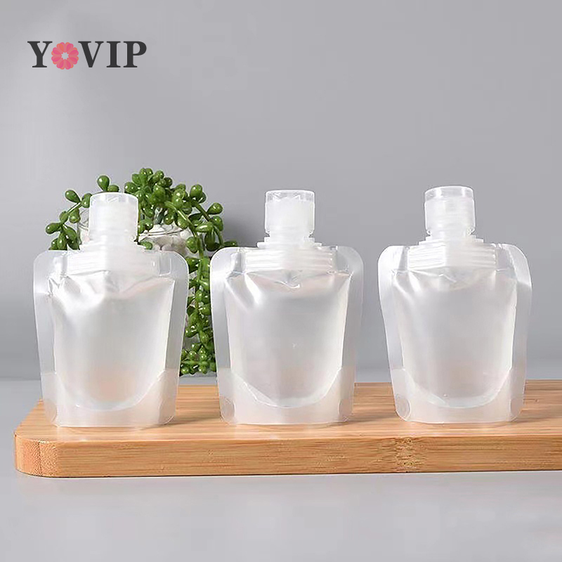 1PC Transparent Clamshell Packaging Bag Plastic Stand Up Spout Pouch Portable Travel Lotion Shampoo Fluid Makeup Packing Bag