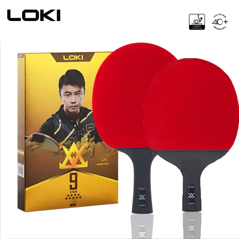 LOKI 9 Star-raqueta de tenis de mesa súper pegajosa, paleta de Ping Pong de competición, bate de Ping Pong de hoja de carbono, ataque rápido y bucle