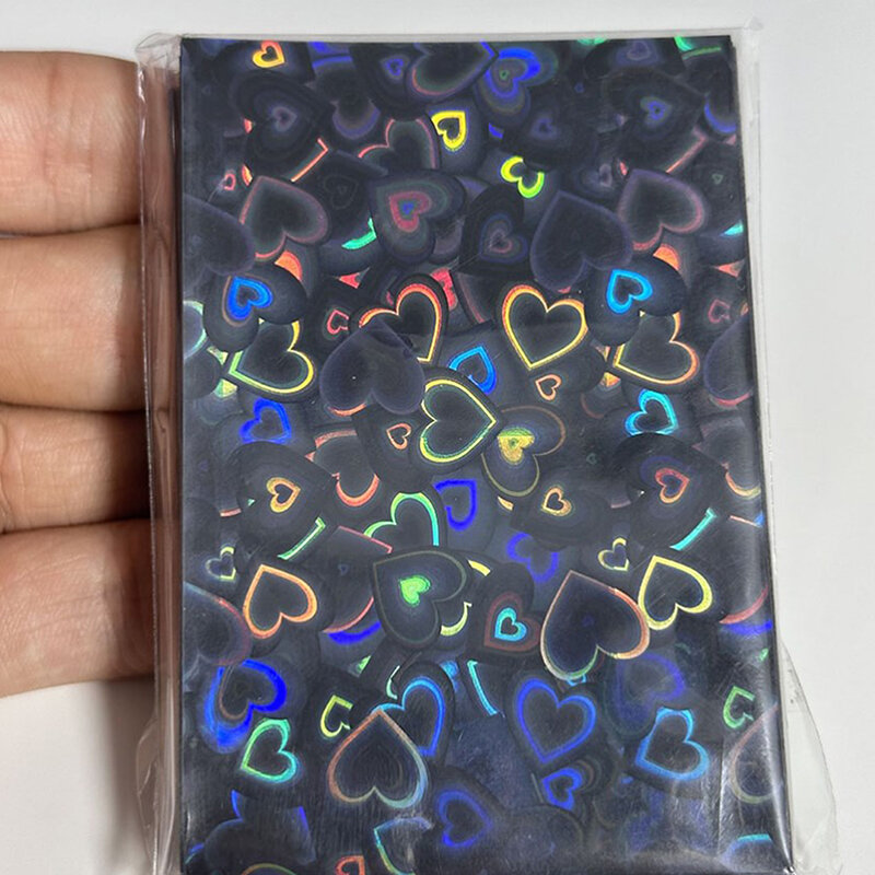50 pz Kpop Card Sleeves 61x91mm 20C Heart Bling Holder per Holo cartoline film di carico superiore Photocard Game Cards Protector