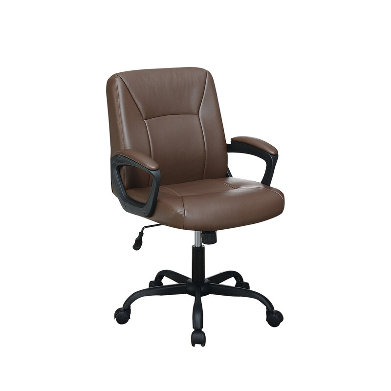 Silla de oficina de altura ajustable marrón con reposabrazos acolchados cómodos y diseño elegante para máxima comodidad y soporte durante