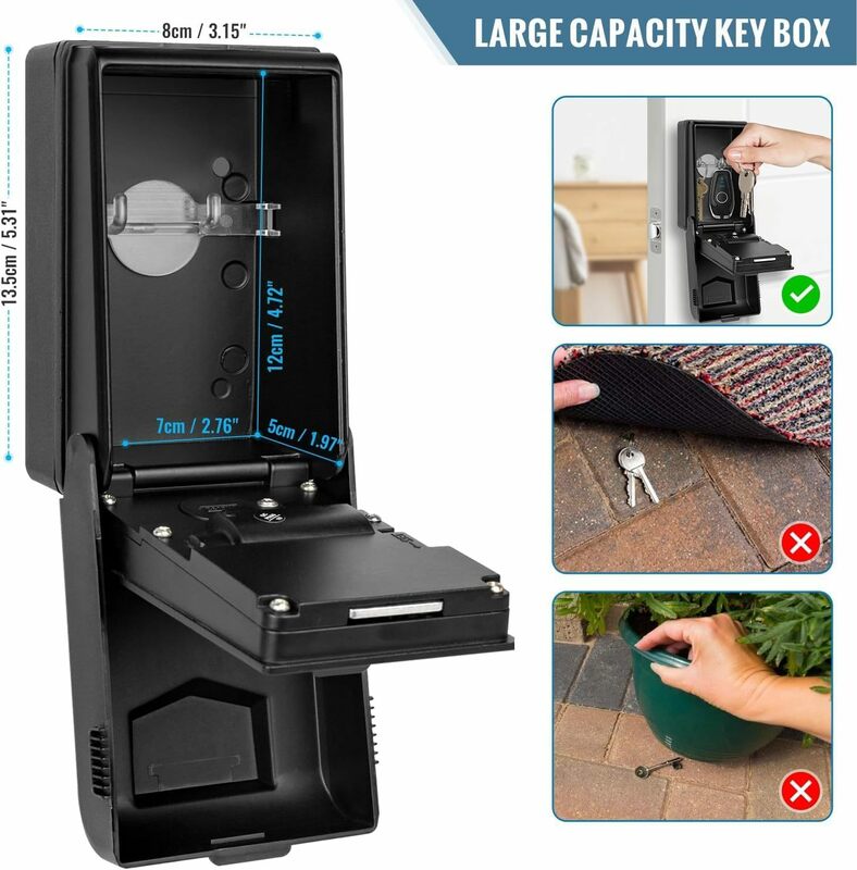Luminescent Key Box With Night Vision Waterproof Hook Password Keylock Hanging Outdoor Anti-theft Metal Key Safe Deposit Box