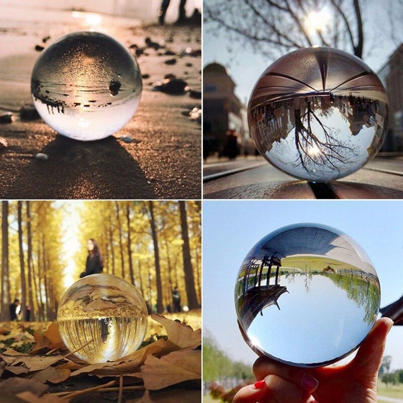 2Pcs Transparent Color Glass Crystal Ball Healing Sphere Photography Props Ball Decor 50Mm & 40Mm