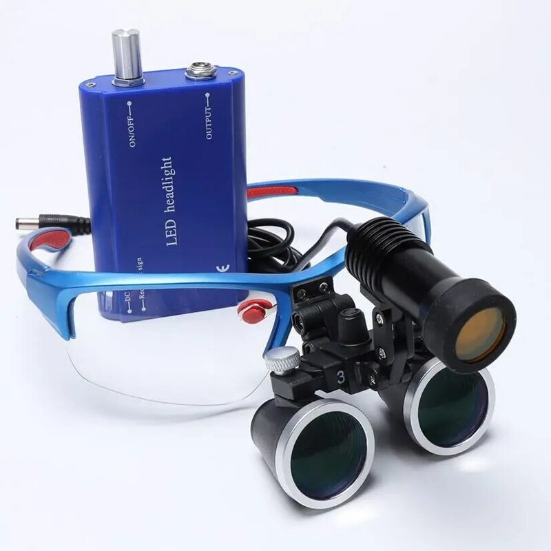 3.5X 420 mm Dental Loupe Magnifier Binocular Colorful Frame Surgery Surgical Operation Loupe with Spotlight Head Light
