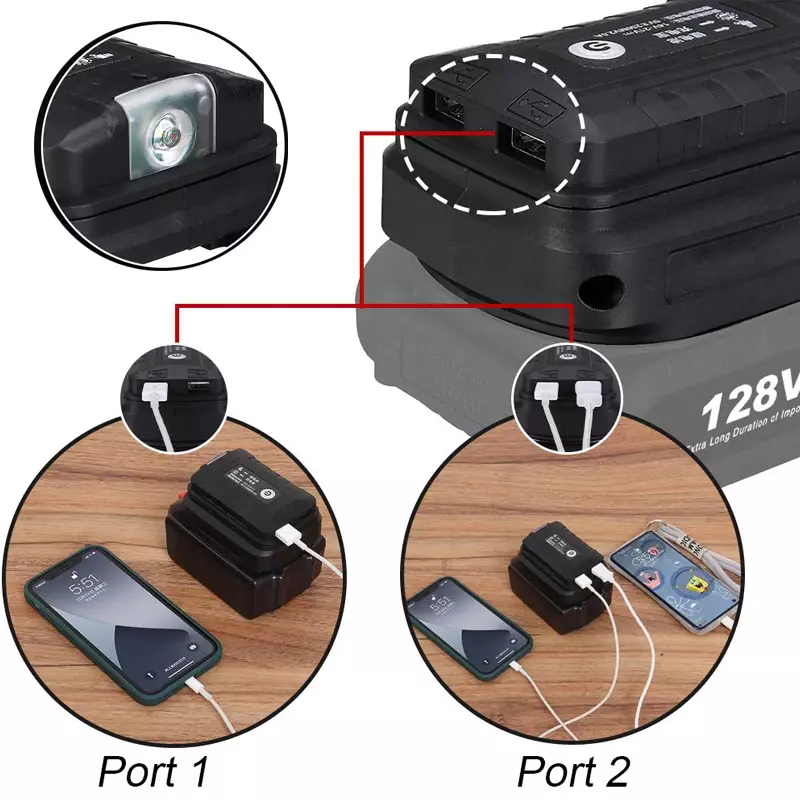 Draagbare Led Licht Met Dual Usb Li-Ion Batterij Adapter Voor Makita Voor Hongsong Voor Lomvum Voor Zhipu Batterij