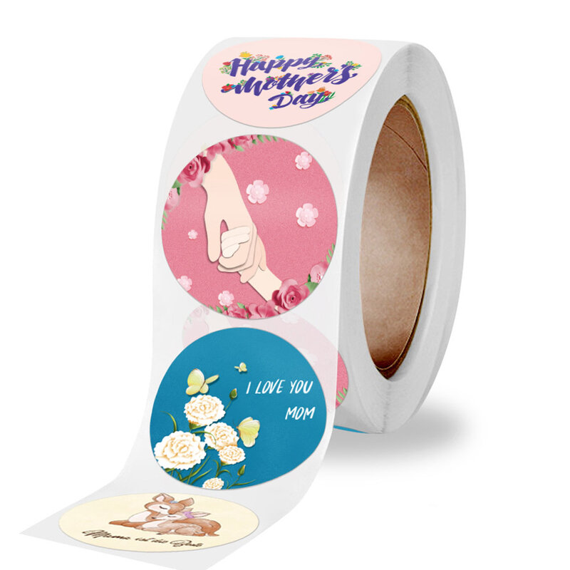 Etiqueta de etiqueta Kraft em forma redonda, Doce Design Floral para Presentes Mamãe, Wrap Tags para Presentes, Feliz Dia das Mães, 50-500Pcs