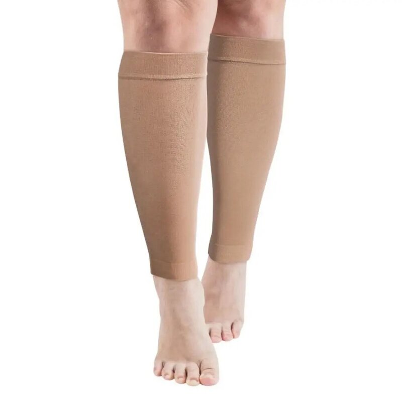 Kaus kaki elastis tembus udara 1 pasang, kaus kaki gaya Betis tipis, kompresi nilon lengan betis mencegah varises