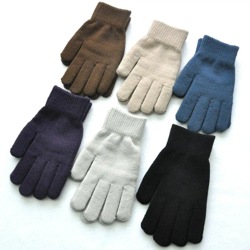 Gants d'hiver tricotés en peluche pour femmes et hommes, automne épais, couleur unie, mitaines pour les doigts, gants chauds pour les mains, cyclisme pour Couple