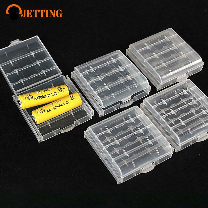 Caja de almacenamiento de baterías AA y AAA, carcasa de plástico duro, soporte protector con Clips, 2, 4 y 8 ranuras