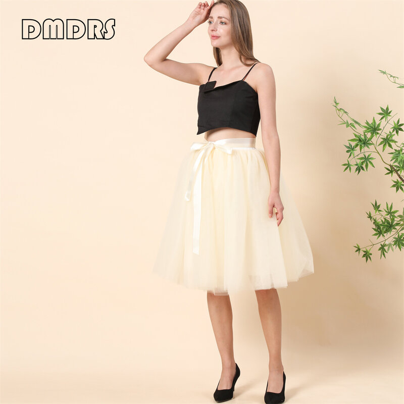 5 Layers Tutu Skirt For Women Colorful Adjustable Waist Short Mini Skirts Organza Party Dress Solid Cocktal Dresses