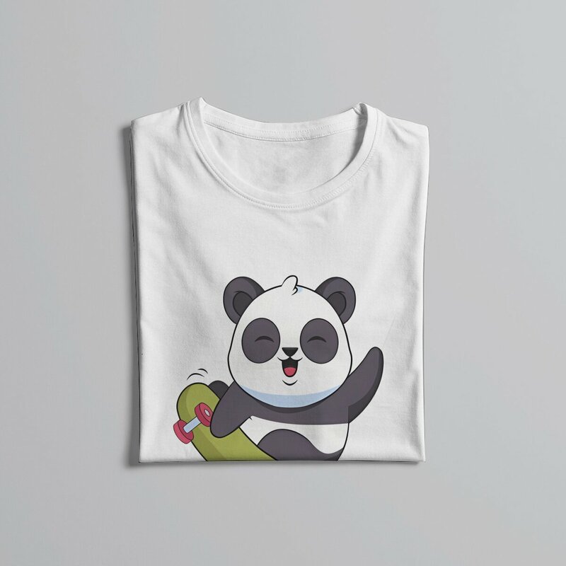 Cute Panda Skate Graphic T-shirt, Animal Printing Streetwear, Leisure T-shirt, T masculino, Roupa original do presente
