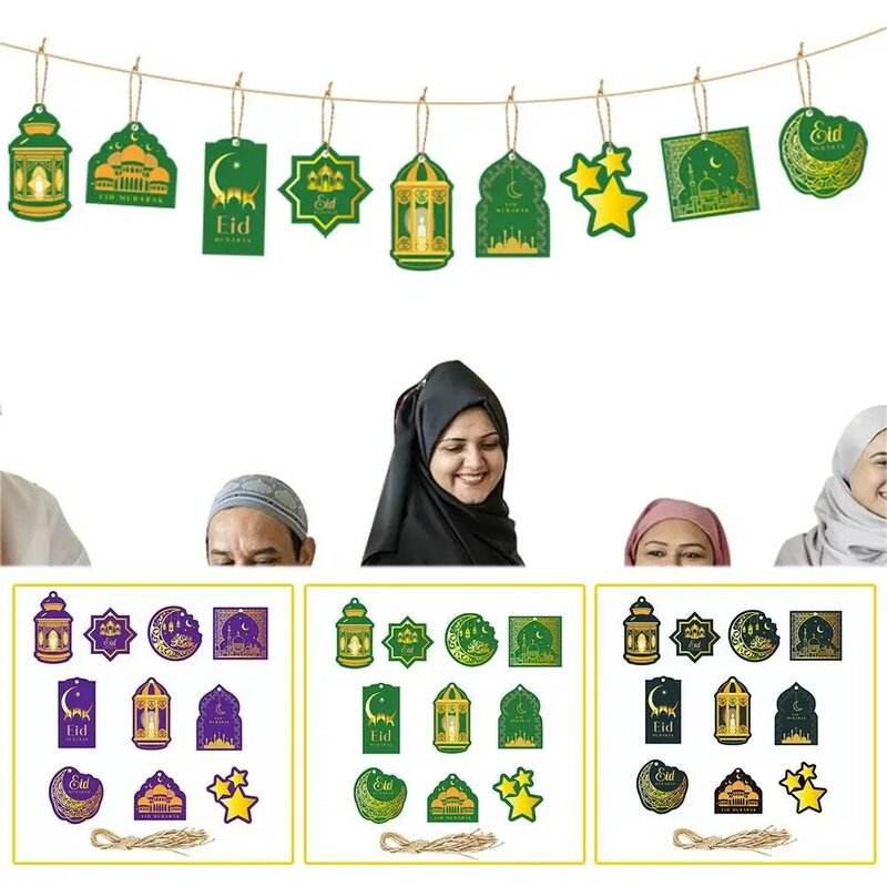 1 Pak liontin DIY dekorasi kertas gantung Festival Ramadan untuk rumah Muslim pesta pernikahan kerajinan Lebaran A9Y8