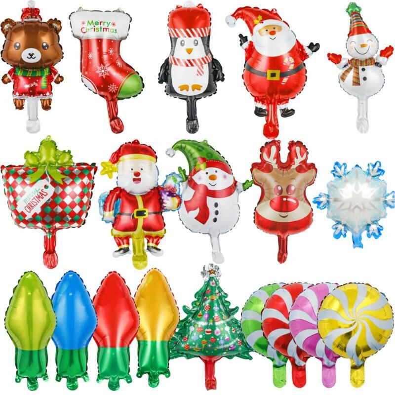 Balão grande da folha do Natal dos desenhos animados, Santa, boneco de neve, pinguim, doces, tema do Feliz Natal, decoração do partido do feliz ano novo, bola da folha