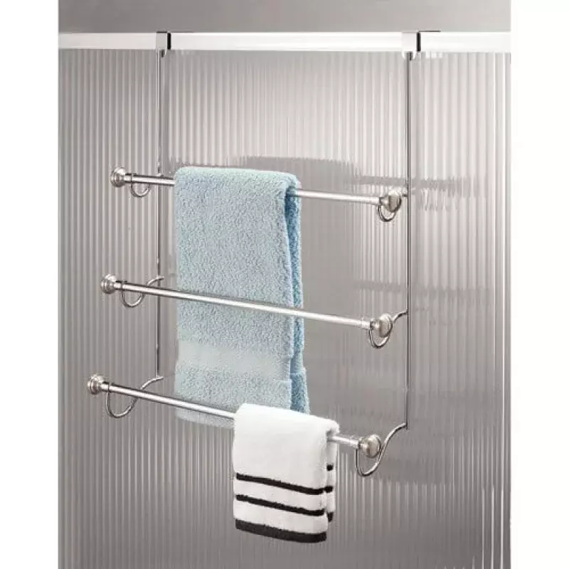 Interdesign York Over Het Handdoekrek Van De Douchedeur Voor Badkamer, Chroom/Geborsteld