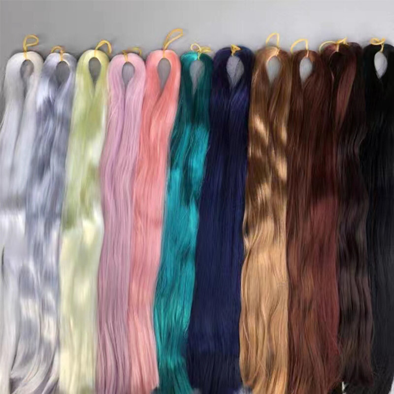 Milk Silk Hair BJD/SD Doll Wig Pink Purple Black Handmade Crocheted Wig 1/3 1/4 1/6 1/8 1/12 Doll Wig Accessories