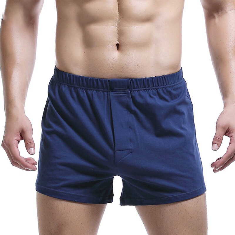 กางเกงบ็อกเซอร์ผู้ชายมีสไตล์สำหรับผสมผ้าฝ้ายเอวยางยืดมีสีขาวเทาดำและน้ำเงินเข้มให้3XL