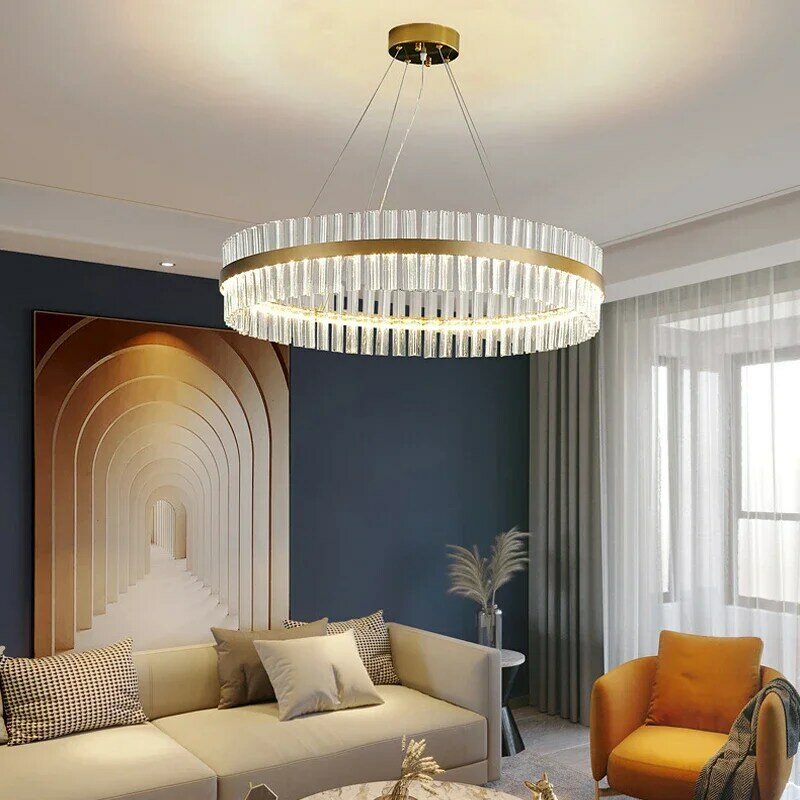 Lampu gantung kristal, lampu gantung kristal mewah ringan Modern minimalis ruang makan lampu Villa Post-modern kamar tidur tangga Internet selebriti