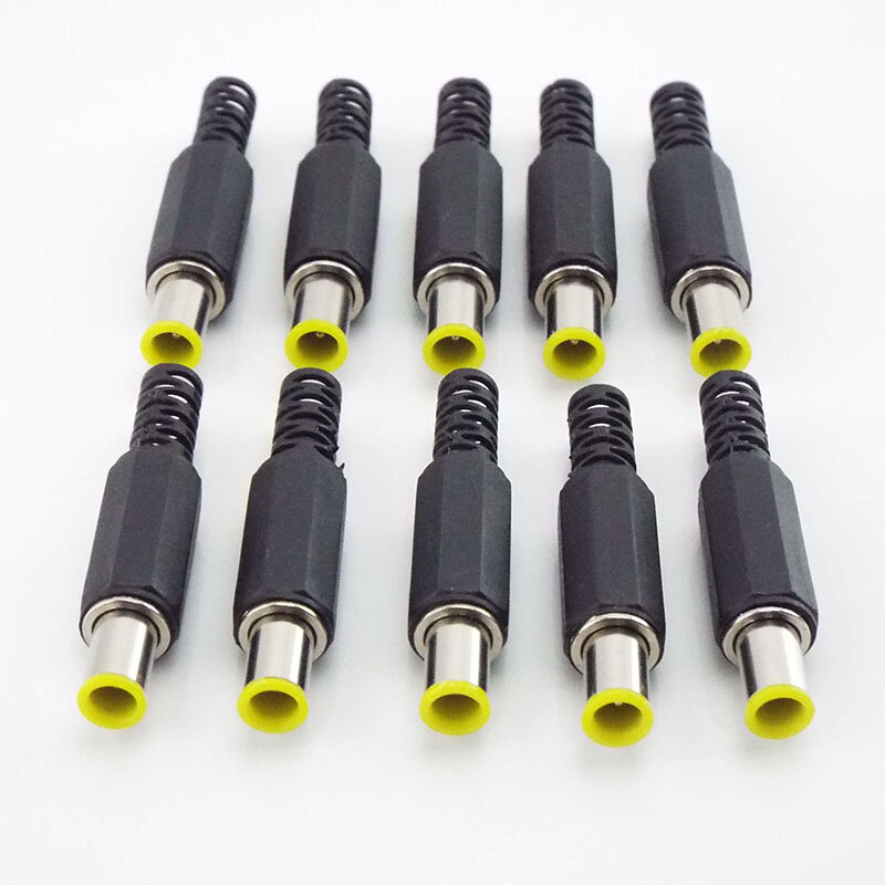 Adaptador de conector de alimentación de CC, 6,5mm x 4,4mm con Pin de 1,3mm, enchufe de alimentación de CC amarillo, 6,5x4,4, soldadura macho de 1,3mm, enchufe de Audio, piezas de bricolaje
