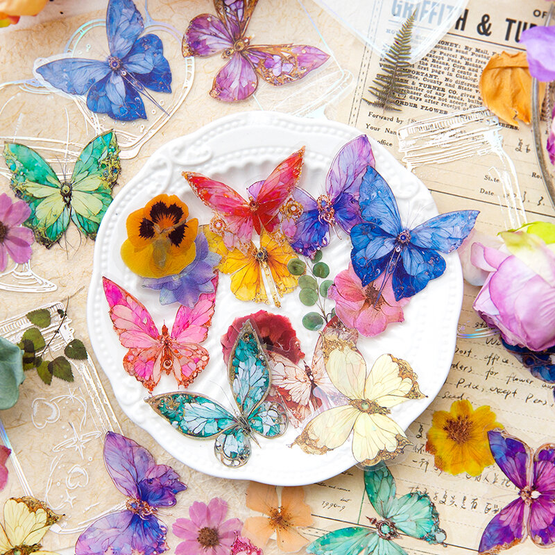 6packs/LOT Butterfly Dance Garden series retro creative decoration DIY PET stickers