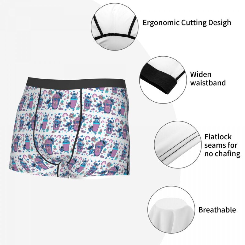 Lilo And Stitch Boxer Shorts For Men 3D Printed Cartoon Underwear Panties Briefs Soft Underpants
