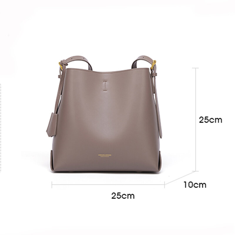 Cnhol-女性用ソフトバケットバッグ,女性用牛革レザーショルダーバッグ,女性用高級バッグ