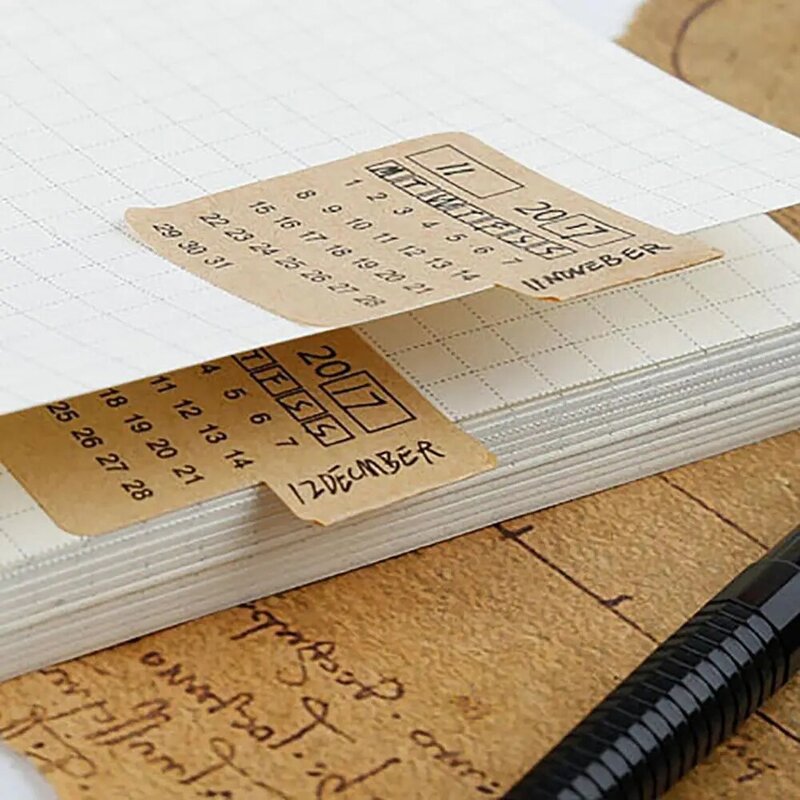 Bloc de notas de papel Kraft de 2 piezas, etiquetas de índice de cuaderno de calendario escrito a mano, pegatinas, suministros escolares de oficina, 2020, 2021