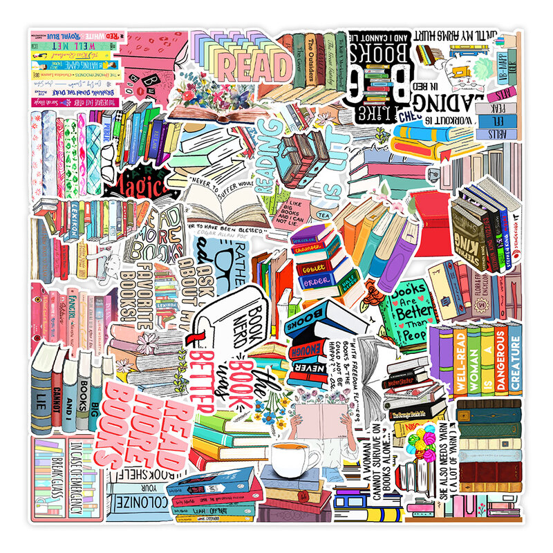 Cartoon Book Reading Series Graffiti Adesivos, Adequado para Laptop, Capacetes, Decoração Desktop, Brinquedos DIY, Atacado, 50pcs