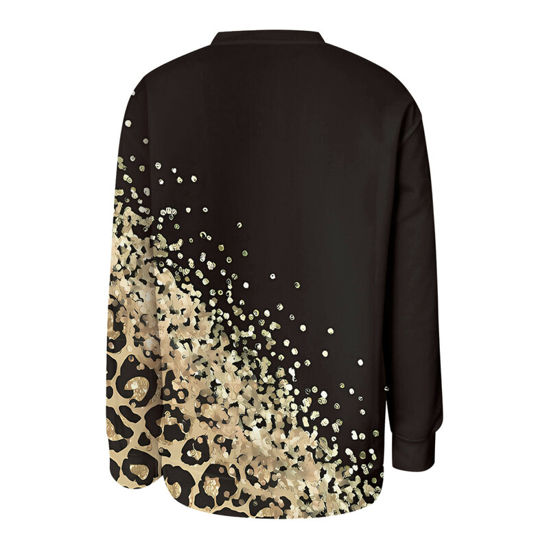 Women Casual Leopard Print Sweatshirt Crew Neck Long Sleeve Top Pullover Loose Trendy Clothes Autumn Winter 2023 Tops Hoodies