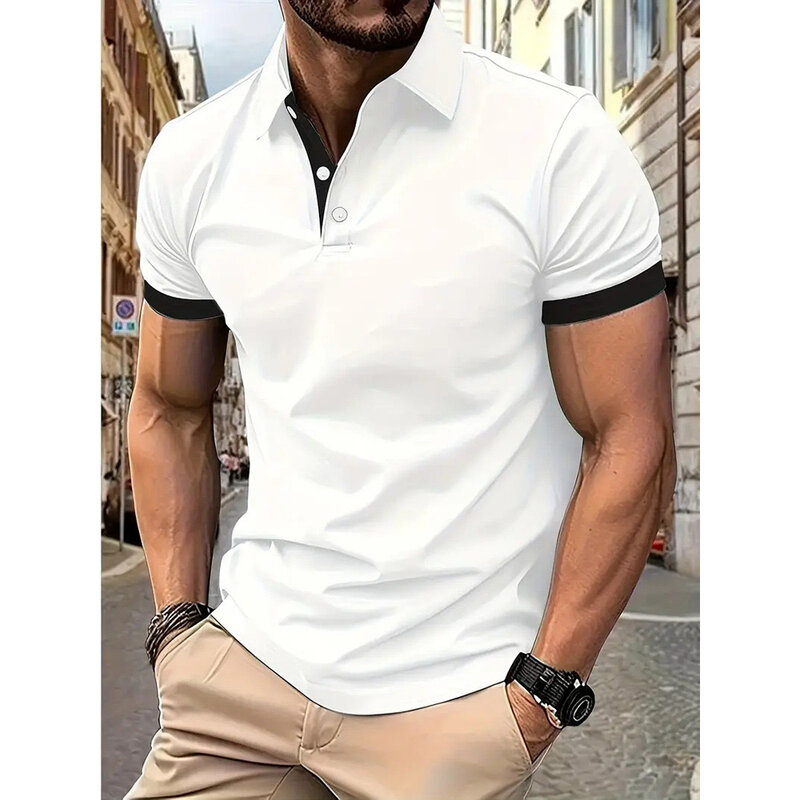 Letnia nowa męska koszulka polo z krótkim rękawem i kołnierzykiem Oddychająca moda biznesowa T-Shirt Męska odzież marki