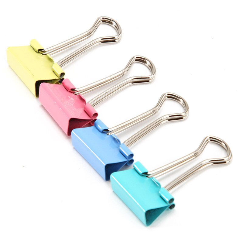 40 Pieces/Batch Colorful Metal Binder Paper Clips With 19mm Office School Binding Iearning Materials  Iong Tail   Color Random