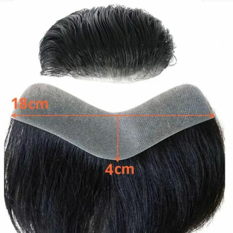 Pwigs Men V Frontal Hairline1B# Color Toupee 100% Human Hair Skin PU Man Hairpieces Topper For Natural Hairline Toupee For Men