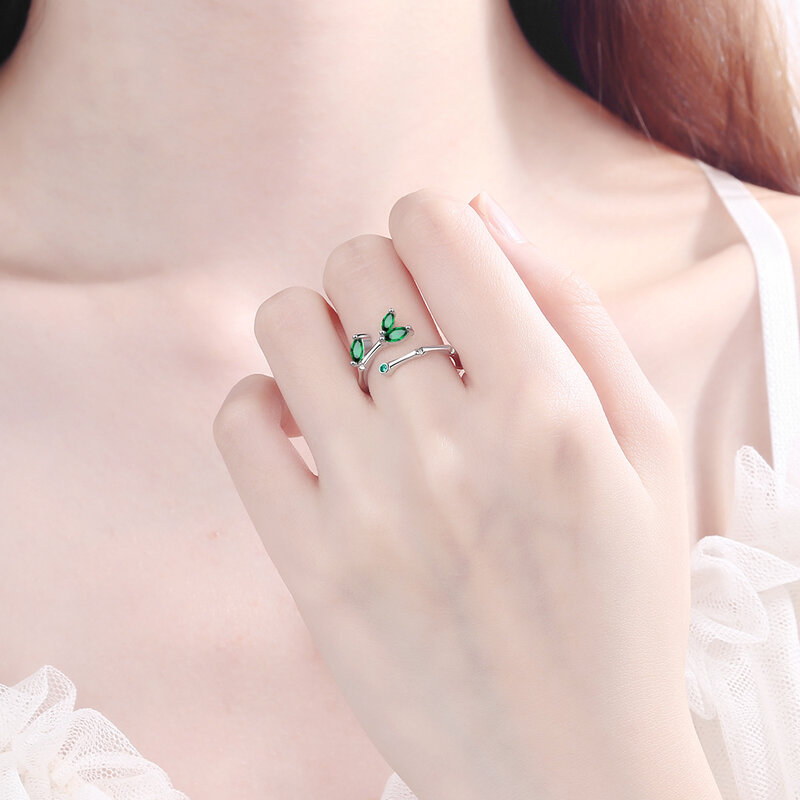 925 prata esterlina galho verde folha anéis para mulheres luxo designer jóias acessórios itens com frete grátis gaabou jóias