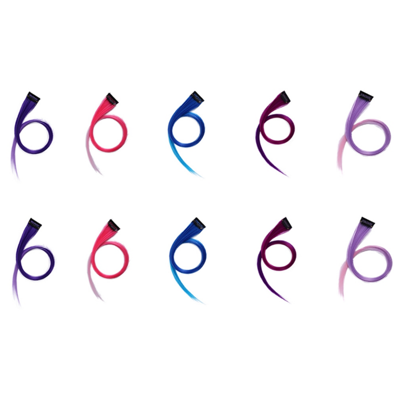 Trimmable Rainbow Highlighted Hair Extension Hairpin Long Straight Hair Clip for Hair False Hair 3.2x55cm