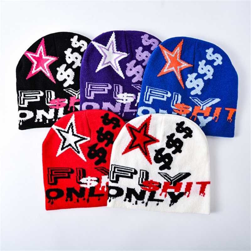 Y2K Hip-Hop Unisex Beanie หมวกฤดูใบไม้ร่วงและฤดูหนาว Harajuku สไตล์ Photo Props อเนกประสงค์ฮาโลวีน Pile Bonnet Dropship
