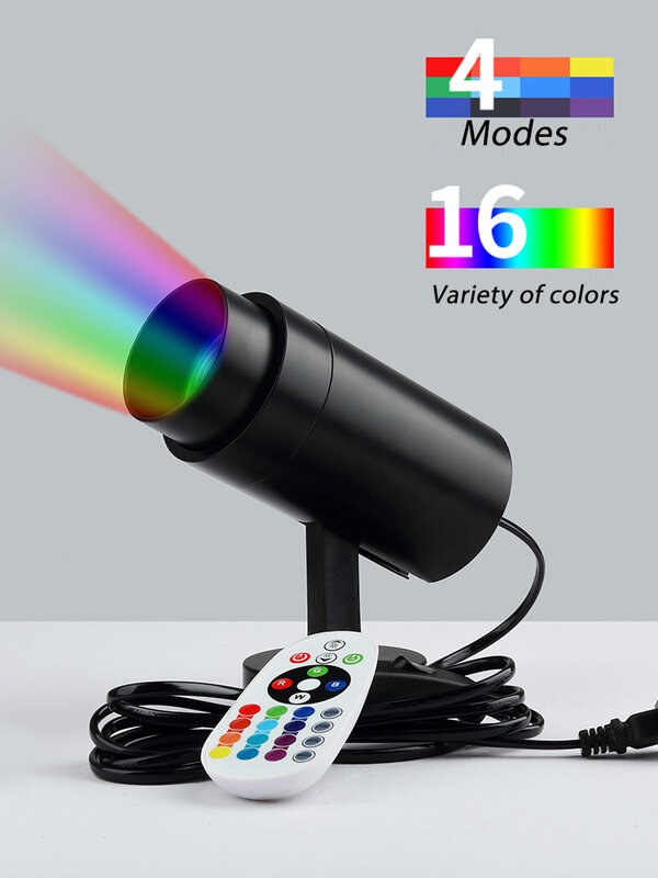 Ajustável RGB Stage LED Spotlight, Lâmpada de Palco, Controle Remoto, Decoração Atmosfera, Luz de Teto Interior, KTV Bar, Disco Neon Iluminação