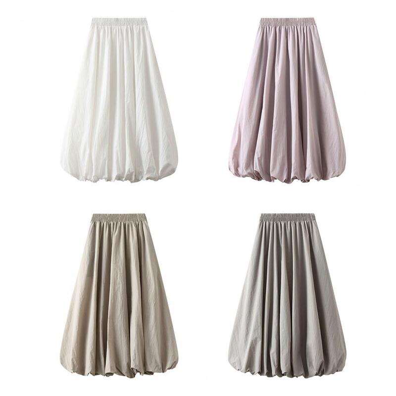 Oddychająca spódnica elastyczny, wysoki długa spódnica bąbelkowa w talii z latarnią do kostek w jednolitym kolorze w stylu Streetwear na wiosnę