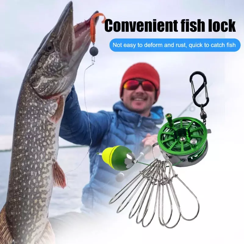 Fishing Lock Fish stringer galleggiante accattivante con fibbia portatile con serratura a bobina tazza con filo cavo forniture per pescatori lisce e durevoli