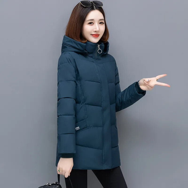 2023 nuove giacche invernali parka donna lungo con cappuccio Casual spesso caldo piumino sciolto cotone imbottito giacca femminile Outwear