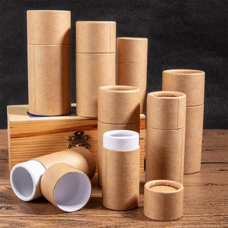 12 Buah Kotak Kemasan Kertas Kraft 50Ml Stoples Wadah Penyimpanan Tabung Bulat untuk Pensil Botol Kemasan Hadiah Kerajinan Kosmetik Teh